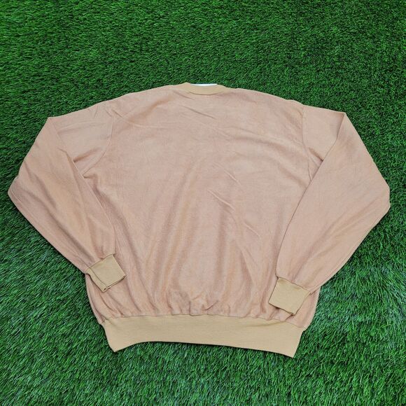 Vintage 70s MOD Velour Sweater M/L 21x23 Beige Cropped USA - Picture 2 of 11
